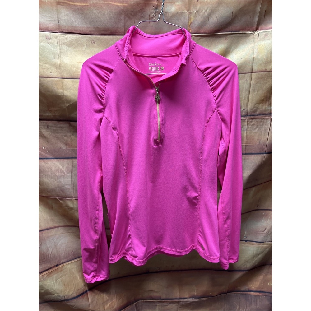 Lilly Pulitzer Luxletic Justine Half Zip Pullover Pink Medium M UPF 50 Golf